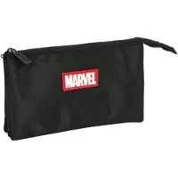 Safta Triple Marvel Teen Mäppchen Schwarz Mann Schwarz One Size