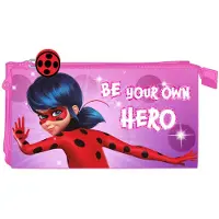 Lady Bug Dreifaches Mehrzweck-Etui Pink (22 x 12 x 3 cm)