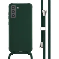 IMoshion Samsung Galaxy S21 FE Hülle - Silikon - - Backcover/Hülle mit Band/Soft Case - Dunkelgrün