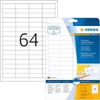 Herma Korrektur-/Abdecketiketten A4 48.3x16.9 mm weiß Papier matt blickdicht 1600 St., Weiß, Selbstklebendes Druckeretikett, A4, Papier, Laser/Inkjet, Dauerhaft