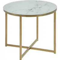 Actona Beistelltisch GROUP "Alina", gold, B:50cm H:42cm T:50cm, Tische, Beistelltisch, Gehärtete Glasplatte mit echt wirkender Marmoroptik