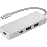 Hama Aluminium, USB 3.2 Gen 2 (3.1 Gen 2) Type-C, USB 3.2 Gen 1 (3.1 Gen 1) Type-A, USB 3.2 Gen 1 (3.1 Gen 1) Type-C, 5000 Mbit/s, Silber, USB, 230 mm