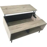 SIT Möbel Couchtisch | 2 offene Fächer, aufklappbare Deckplatte | MDF dunkel anthrazit mit natur | Beine Metall | B 100 x T 58 x H 39 cm | 11780-95 | Serie MAILBOX