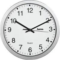 Hama CWA100, Wand, Quarzuhr, Kreis, Silber, Weiß, Kunststoff, Glas