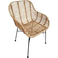 SIT Möbel Armlehnstuhl 2er-Set | Sitzschale Rattan natur | Gestell Metall antikschwarz | B 56 x T 58 x H 83 cm | 05340-01 | Serie RATTAN