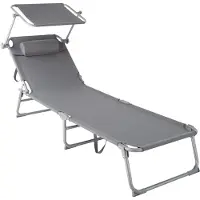 TecTake Sonnenliege Chloé 4-stufig mit Kopfpolster, verstellbar, mit Sonnendach