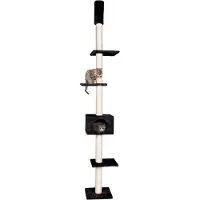 Karlie Cometa mit Deckenspanner Kratzbaum - Plüsch/Sisal - Schwarz - 35x35x263 cm