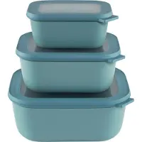 Mepal Set Multischüssel Cirqula rechteckig hoch 3-teilig (750+1500+3000 ml) - Nordic green