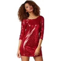 Dressforfun Langärmeliges Paillettenkleid rot XXL - Faschingskostüm Kostüm Halloween Faschingskostüm Partykleid Karnevalskostüm Fasching Partykleid - 303805