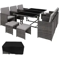 TecTake Rattan Sitzgruppe Malaga für 6 bis 10 Personen