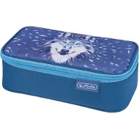 Herlitz Wild Animals Wolf, Hartschalenetui für Stifte, Polyester, Blau, Abbildung, Reißverschluss, Kind