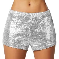 Dressforfun Pailletten Shorts silber S - Faschingskostüm Kostüm Halloween Kostüm Faschingskostüm Partykleidung - 303891