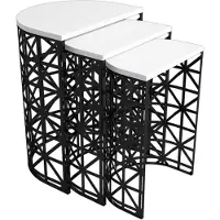 Skye Decor , Stil Metal Ferforje - White, Satztisch (3 Stück), Weiß, 100 % MELAMINBESCHICHTETE SPANPLATTEN, 46 x 33 x 62 cm