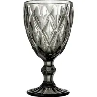 Bloomingville Weinglas ASANA Grau 15x8 cm Glas 260 ml Geprägtes Muster