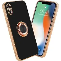 Cadorabo Hülle für Apple iPhone X / XS im TPU mit Kameraschutz und Ring LM089 Style