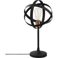 Opviq , Hochwertige Tischlampe, Metallkörper, Ø 24 cm, Höhe 50 cm, Gold und Schwarz | E27 Fassung, max. 40 W, IP20 | Modernes, industrielles Design mit Kabelschalter.