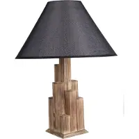 Opviq , Hochwertige Tischlampe, Holz, 57 cm, E27, Braun/Schwarz, Modern