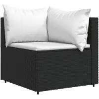 vidaXL Garten-Ecksofa mit Kissen Schwarz Poly Rattan