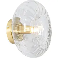 QAZQA - Art Deco Art-Deco-Wandleuchte Gold I Messing mit Glas - Ayesha I Wohnzimmer I Schlafzimmer - Rund - LED geeignet E27