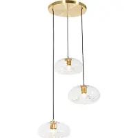 QAZQA Art-Deco-Hängelampe Gold mit Glas rund 3-flammig – Ayesha