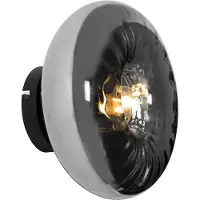 QAZQA Art-Deco-Wandleuchte schwarz mit Rauchglas - Ayesha
