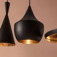 Tom Dixon Design Hängelampe Beat Fat, dimmbar, schwarz, für Wohn- / Esszimmer, Messing, Design, Pendelleuchte