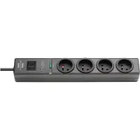 Brennenstuhl 3281856113145, 4 AC-Ausgänge, 2 m, Schwarz, Schwarz, Leistung, 230 V