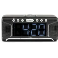 Caliber Rundfunk mit Wecker mit drahtlosen Ladegerät und Doppelalarm - digitaler Wecker mit FM -Radio - Weißes Display (HCG008Q)
