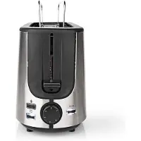 Nedis Toaster - 1 Langer Schlitz - Bräunungsstufen: 6 - Auftaufunktion - Aluminium