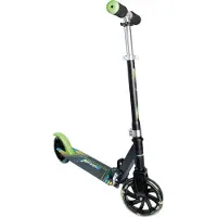 Muuwmi Aluminium Scooter Neon – Tretroller, 180 mm, ABEC 5, , höhenverstellbar, LED-Leuchtrollen, grün-schwarz