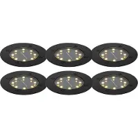 QAZQA 6er Set Bodenstrahler Schwarz inkl LED IP65 Solar Terry