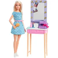 Barbie „Bühne frei für große Träume“ Malibu Schminktisch Spielset mit Puppe
