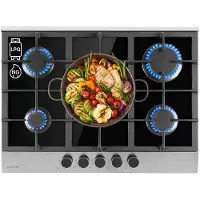 Klarstein Gaskocher 5-Flammig, 10,4kW Einbau-Gaskocher für Innenbereich, Edelstahl-Gaskocher für Wohnmobil, 5-Flammiger Gaskocher, Moderner Einbau Gasherd, Fünf Brenner Gas Herd