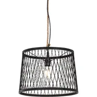 QAZQA Ländliche Außenhängelampe aus Schwarzem Rattan 40 cm Calamus
