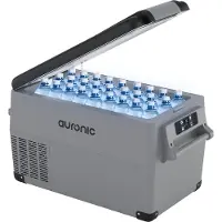 Auronic Kompressor Kühlbox Elektrisch 12V und 230 Volt - Camping Kühlschrank - 5 Stufen - 30,4L - Gefrierbox - Grau