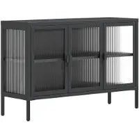 vidaXL Sideboard Schwarz 105x35x70 cm Glas und Stahl