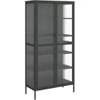 vidaXL Highboard Schwarz 85x40x180 cm Glas und Stahl
