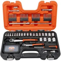 Bahco Steckschlüssel-Satz 1/4" und 3/8", metrisch, Sechskantprofil, Vierkantantrieb, inklusive Umschalt