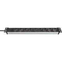 Brennenstuhl Alu-Line 19" Steckdosenleiste für Schaltschränke 9-fach alu/schwarz 2m H05VV-F 3G1,5 ohne Schalter, 1390007009