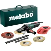 Metabo Flachkopf-Winkelschleifer WEVF 10-125 Quick Inox Set (613080500); Stahlblech-Tragkasten