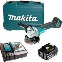 Makita DGA504RFJ3 Profi-Akku-Winkelschleifer, 125 mm Schleifscheibe, inklusive Lithium-Ionen-Akku und Ladegerät
