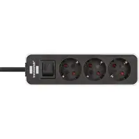 Brennenstuhl 1153230020, 1,5 m, Drinnen, Schwarz, Weiß, 3 AC-Ausgänge, 200 mm, Weiß