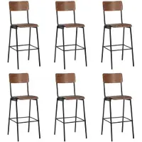 vidaXL Barhocker 6 Stk. Massives Sperrholz Stahl