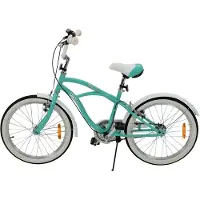 Actionbikes Motors Actionbikes Kinderfahrrad Cruiser 20 Zoll | Kinder Mädchen Jungen Jugend Fahrrad - V-Brake Bremsen - Kettenschutz - Seitenständer - 6-9 Jahre (Türkis)