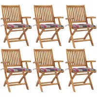 vidaXL Klappbare Gartenstühle mit Kissen 6 Stk. Massivholz Teak