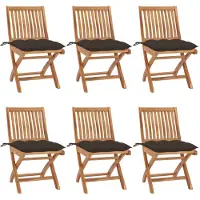 vidaXL Klappbare Gartenstühle mit Kissen 6 Stk. Massivholz Teak