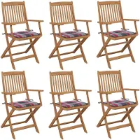 vidaXL Klappbare Gartenstühle 6 Stk. mit Kissen Massivholz Akazie