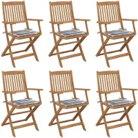 vidaXL Klappbare Gartenstühle 6 Stk. mit Kissen Massivholz Akazie
