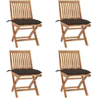 vidaXL Klappbare Gartenstühle mit Kissen 4 Stk. Massivholz Teak