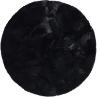 Pergamon Luxus Super Soft Fellteppich Plush Rund Schwarz 120x120cm